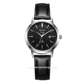 Alexandre Christie AC 1007 LD Black Silver Leather Strap